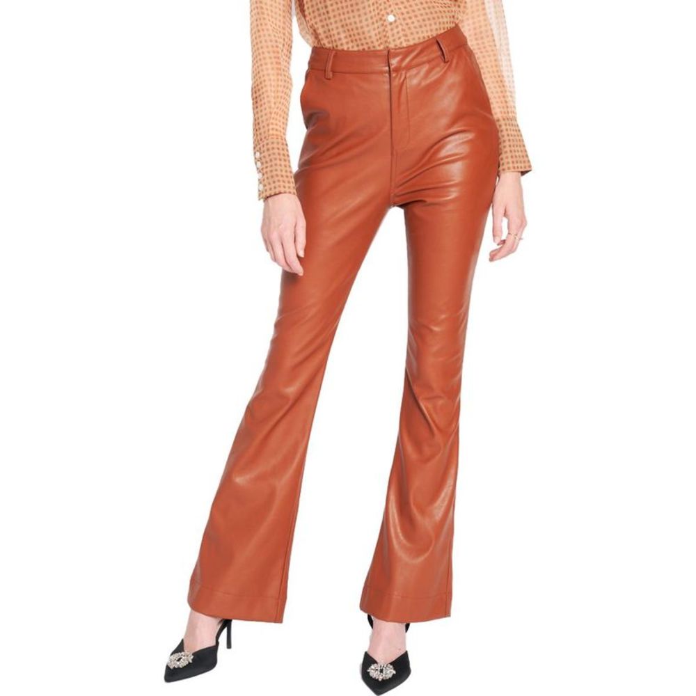 En Saison Women's Faux Leather High Waisted Flare Pants NWT